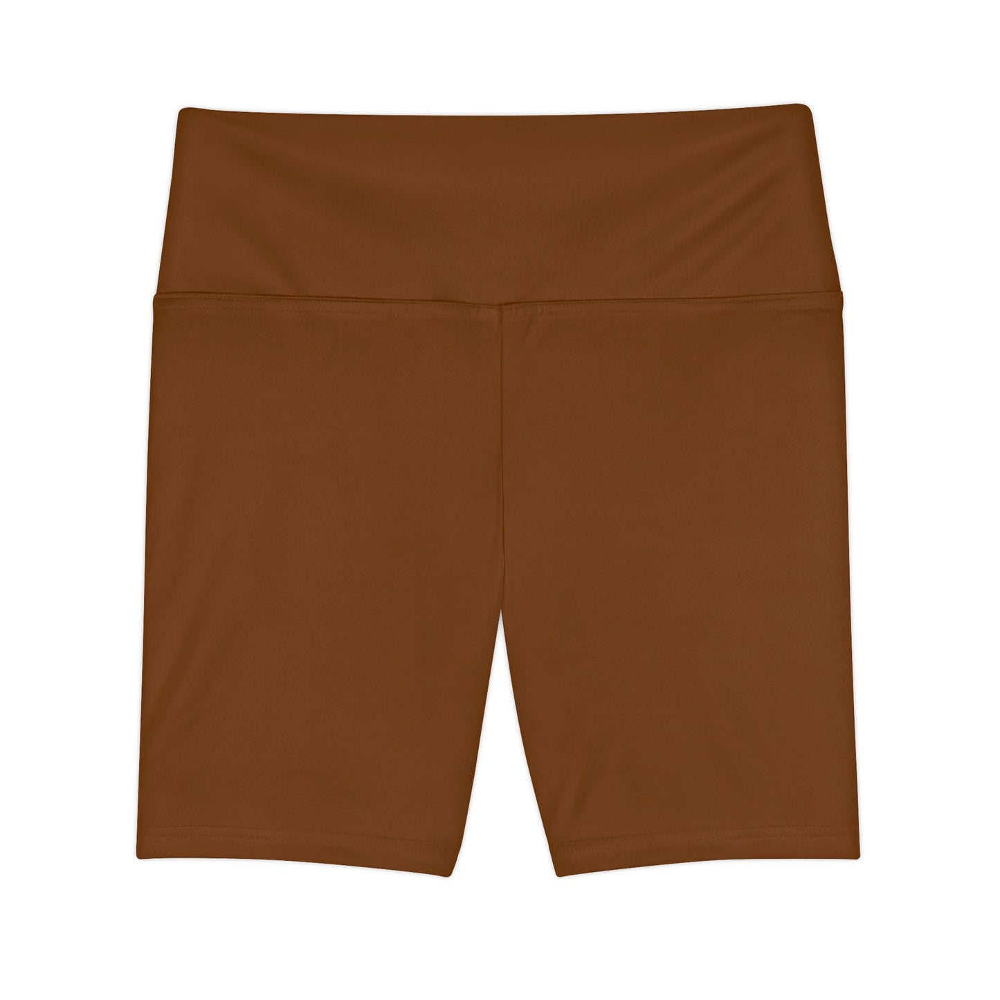 Raw Amber Rust Brown High-Waist Workout Shorts — Comfortable Athletic Biker Shorts