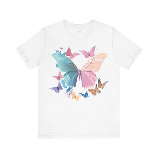 Butterfly Graphic Unisex Cotton Bella+Canvas Tee with Floral Art Design m03