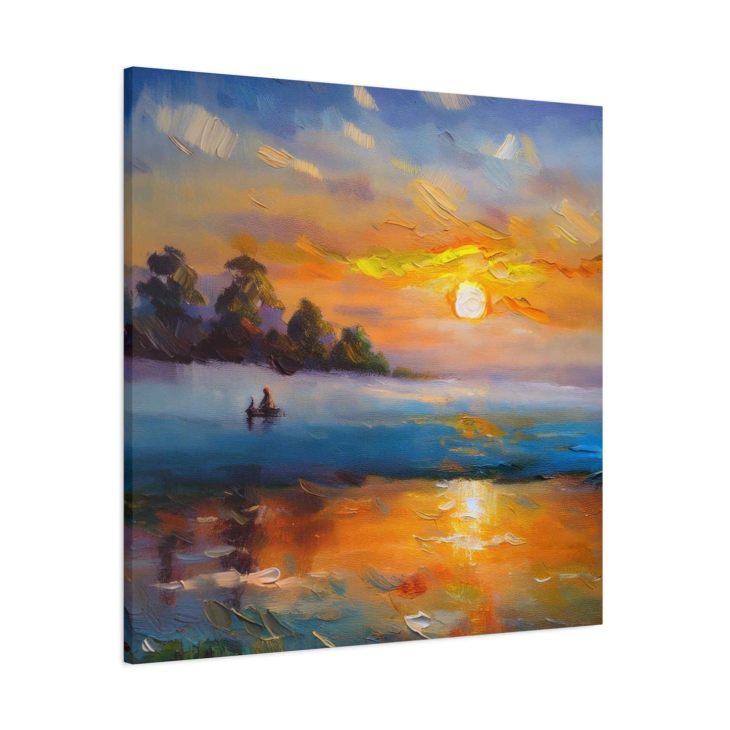 Sunrise Print Canvas, Oil Paint Print 20x20, 24x24, 30x30, 32x32, 36x36 Art Design Print Pine-Wood Inner Frame MC-43