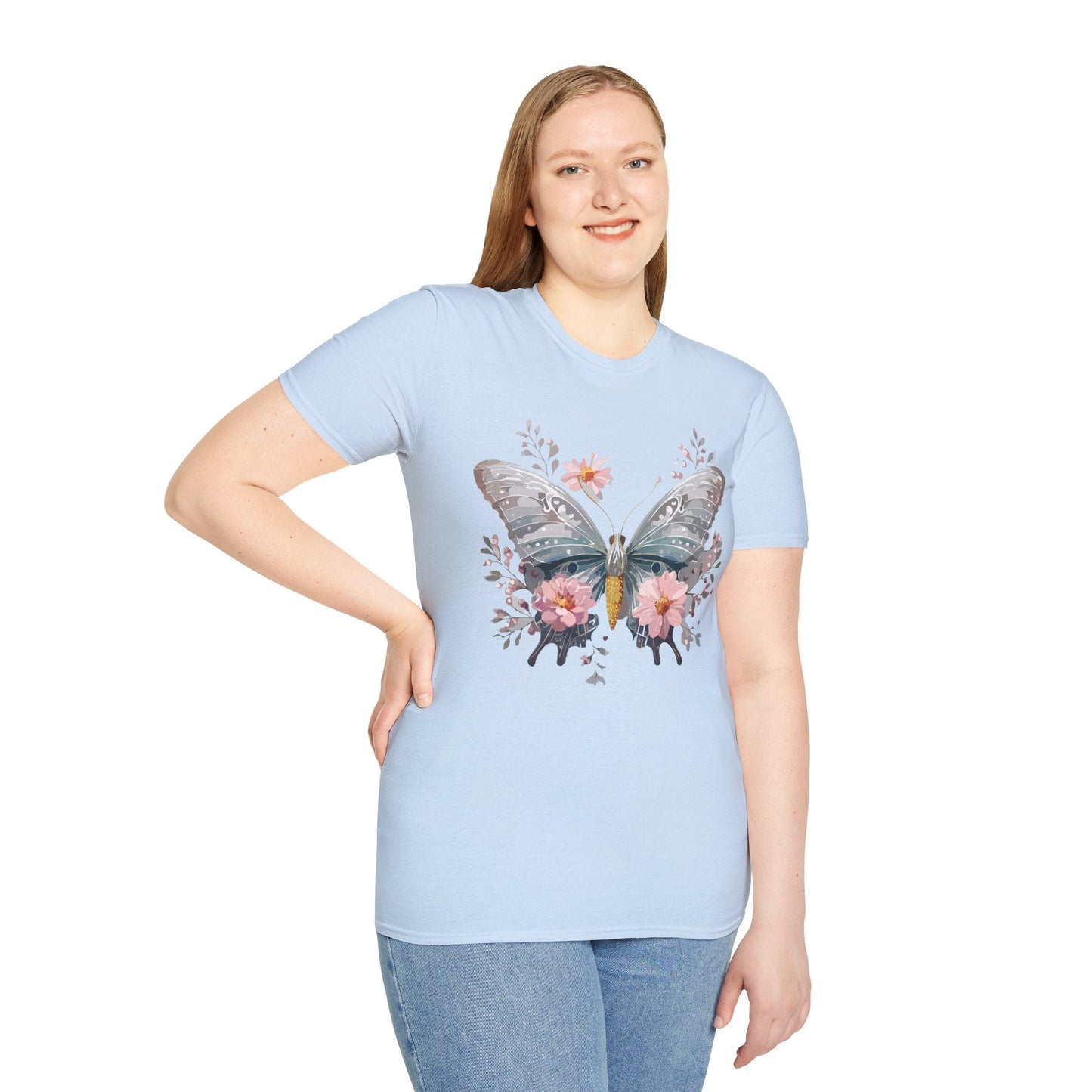 Butterfly Themed Unisex T Shirt Softstyle Monarch Gildan 64000 Ring Spun Cotton Tee