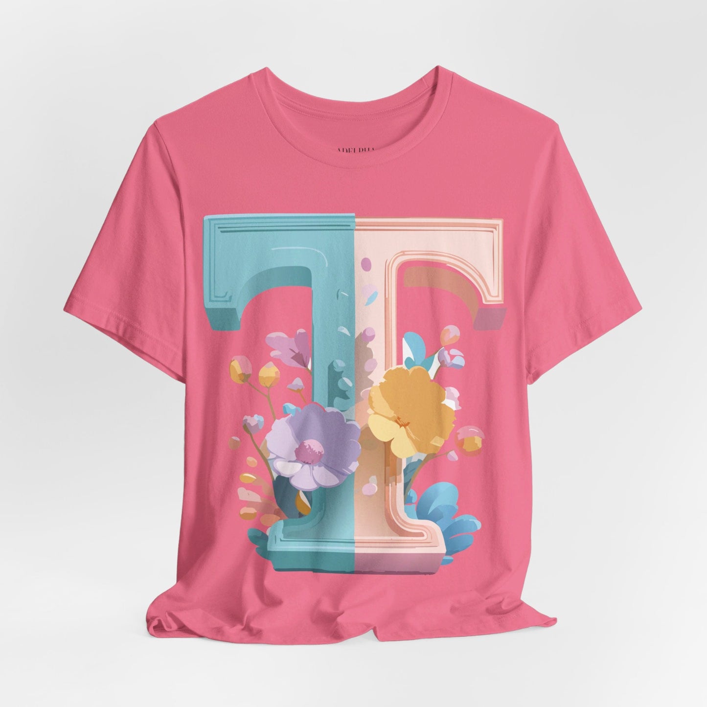 Unisex Short Sleeve Letter T Graphic Featuring Vintage Inspired Artwork