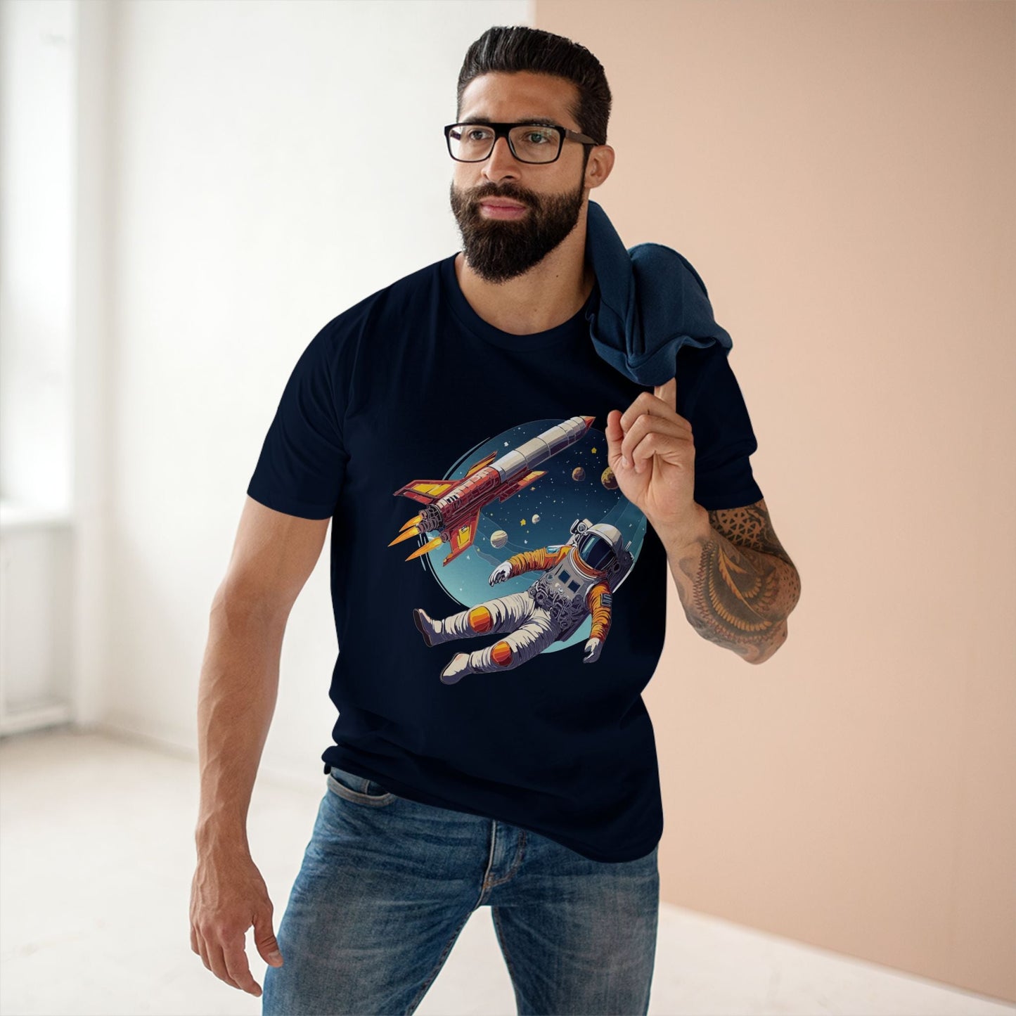 Cosmos Astronaut Shirt Unisex Premium Cotton Tee Original Art Design Retro2Nova Collection
