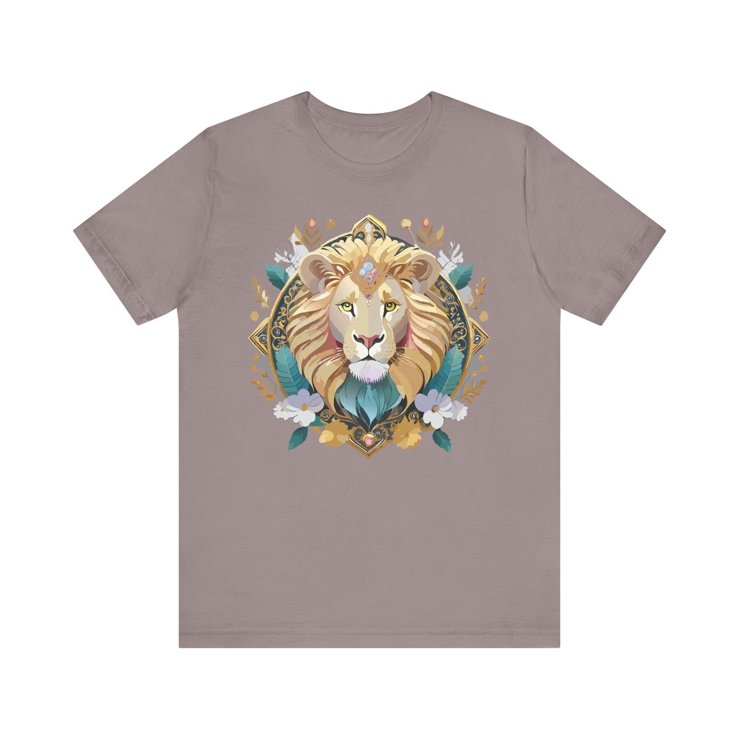 Unisex Lion Graphic Tee, Animal Shirt, Tee Shirt with Lion, Medallion T-Shirt, Animal Medallion Tees 2