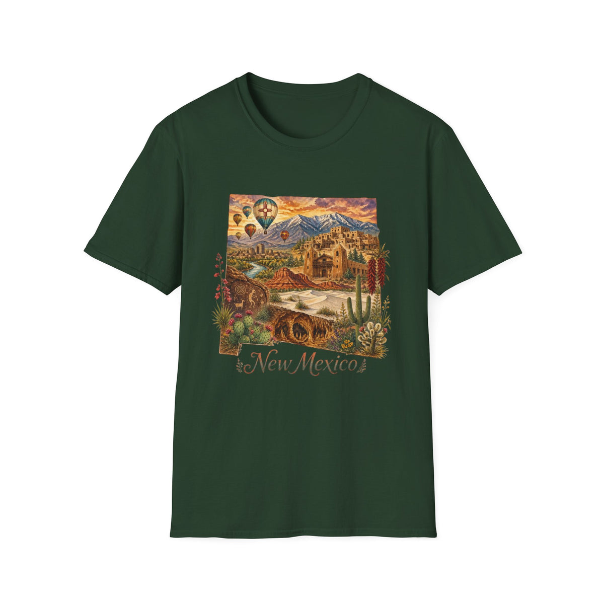 New Mexico State Travel Tourist Graphic Design Unisex 100 Cotton Gildan T-Shirt