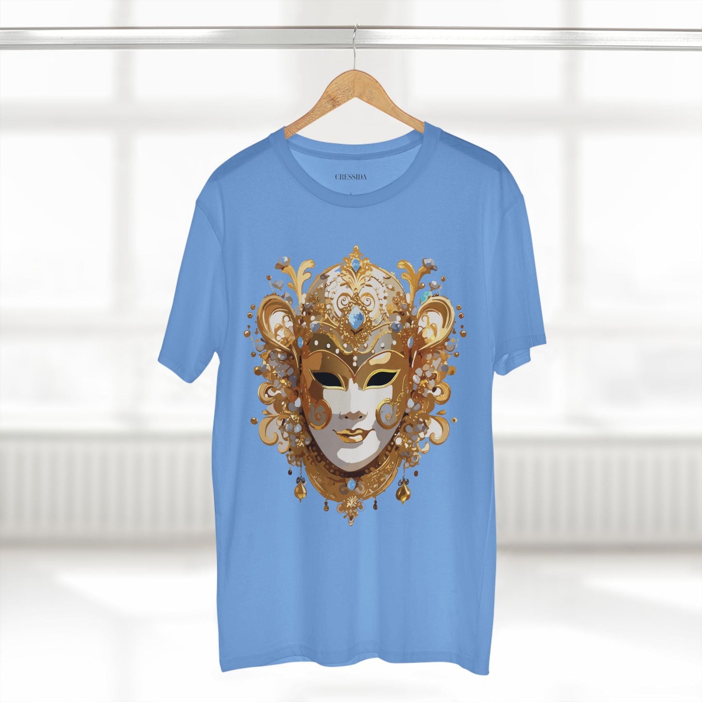 Carnival Mask Graphic T-Shirt Unisex 100 Cotton With Antique Gold Art Design Tee 25