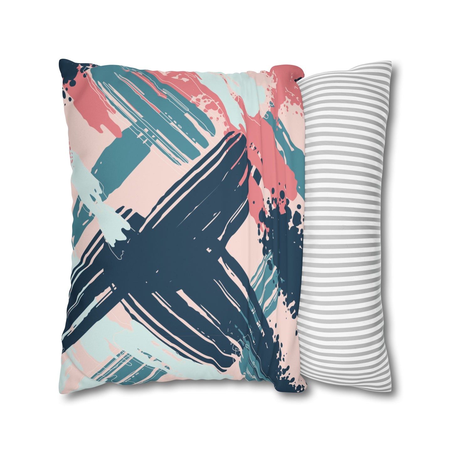 Faux Suede Pillowcase with Abstract print