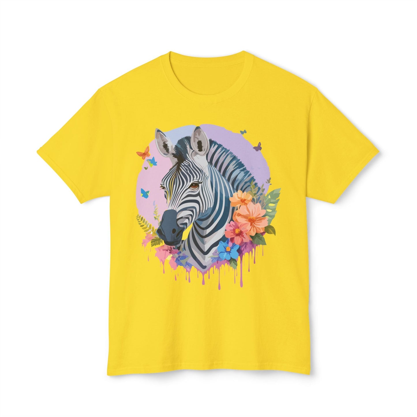 Unisex Zebra T Shirt With Art Print HD Cotton Vintage Zebra Tee Floral Design Graphic Tee