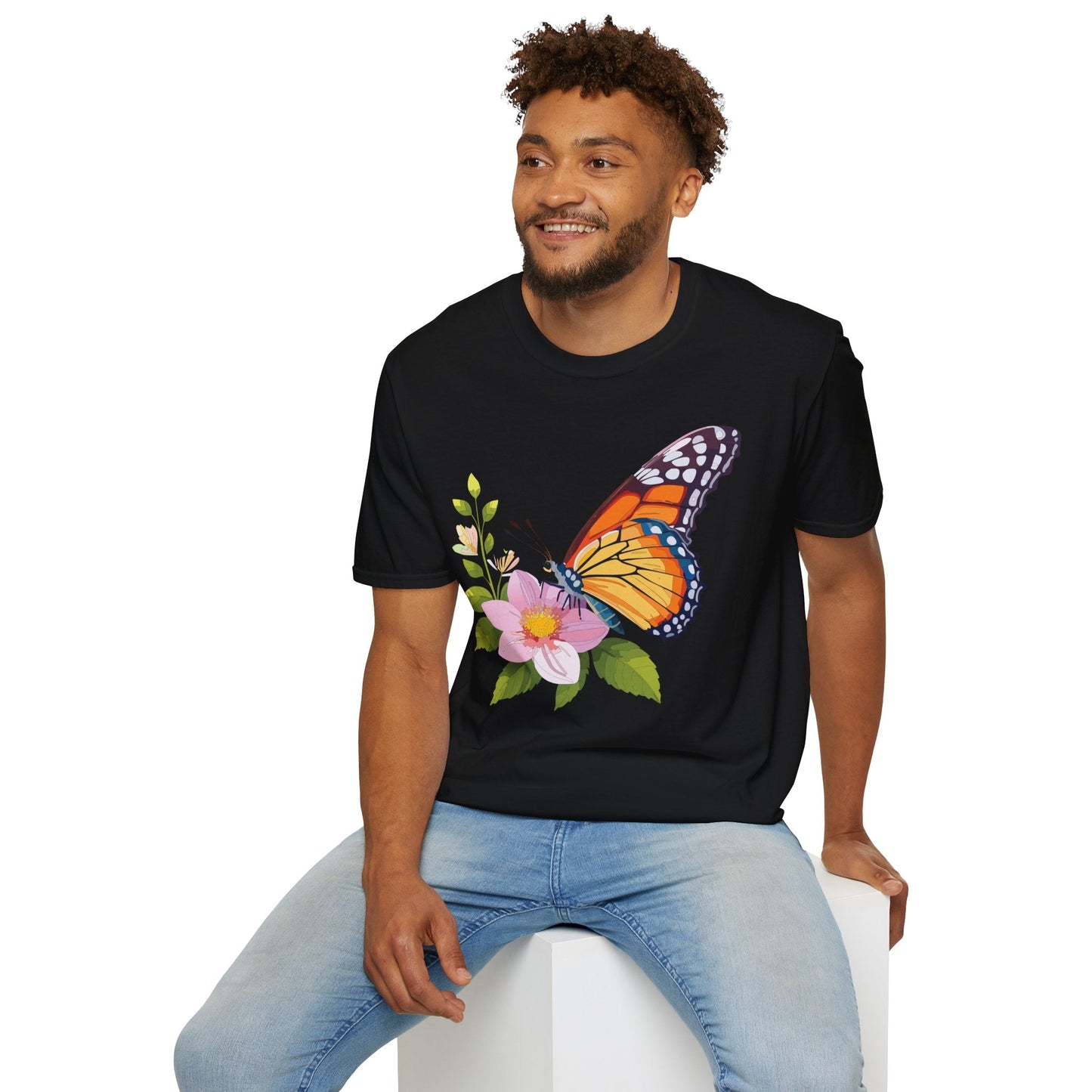 Butterfly T Shirt for Women and Men Monarch Print Softstyle Unisex Gildan 64000 Tee