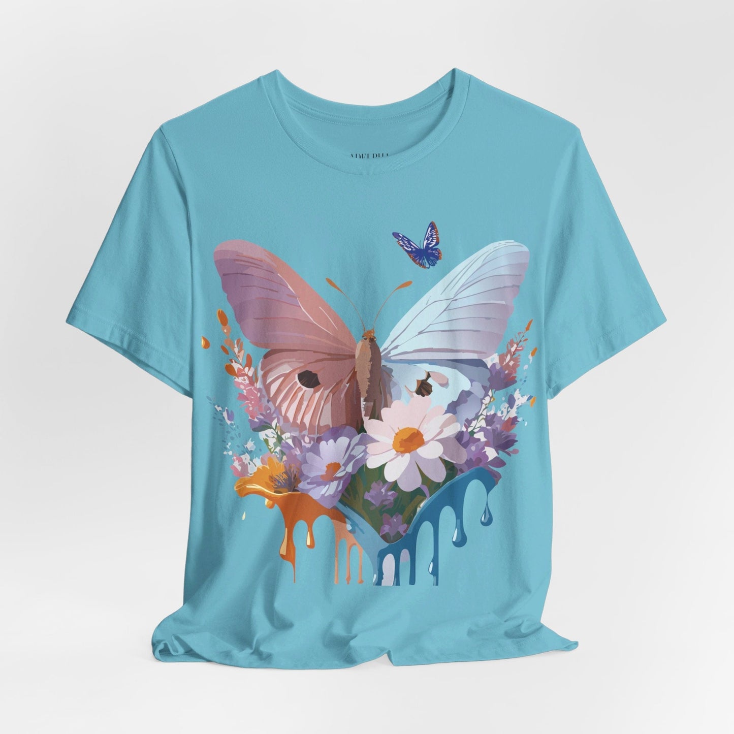 Butterfly Graphic Unisex 100 Cotton Lightweight Vintage Floral Design Jersey Tee 69