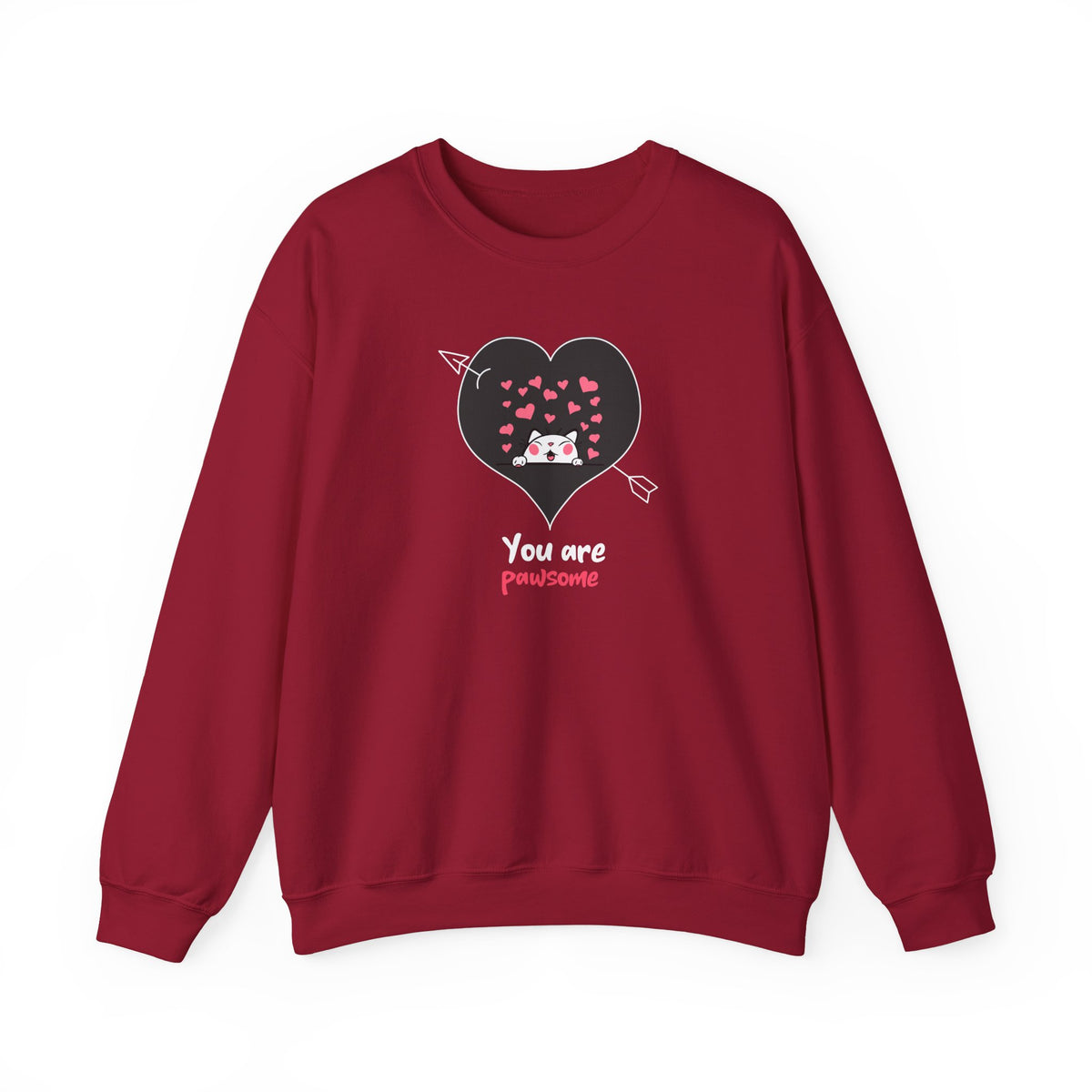 Cat Graphic Valentine's Day Sweatshirt Unisex 50/50 Cotton-Poly Animal Sweatshirt w17