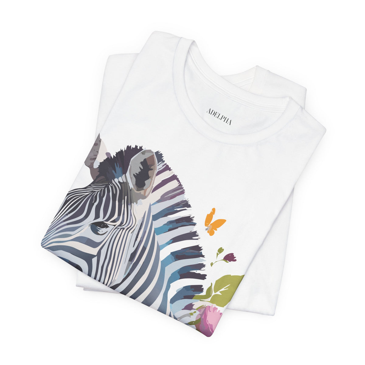 Zebra Graphic Unisex Cotton Bella+Canvas Tee with Art Animal Design e76