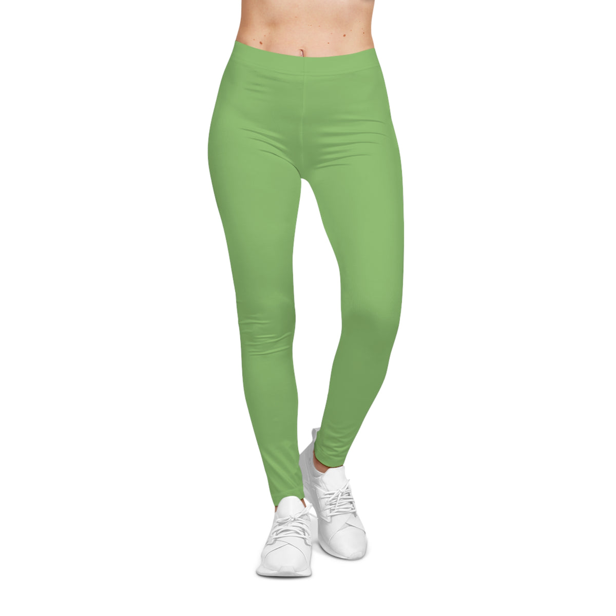 Willow Green Color Women's Poly-Span Casual Leggings XS-2XL