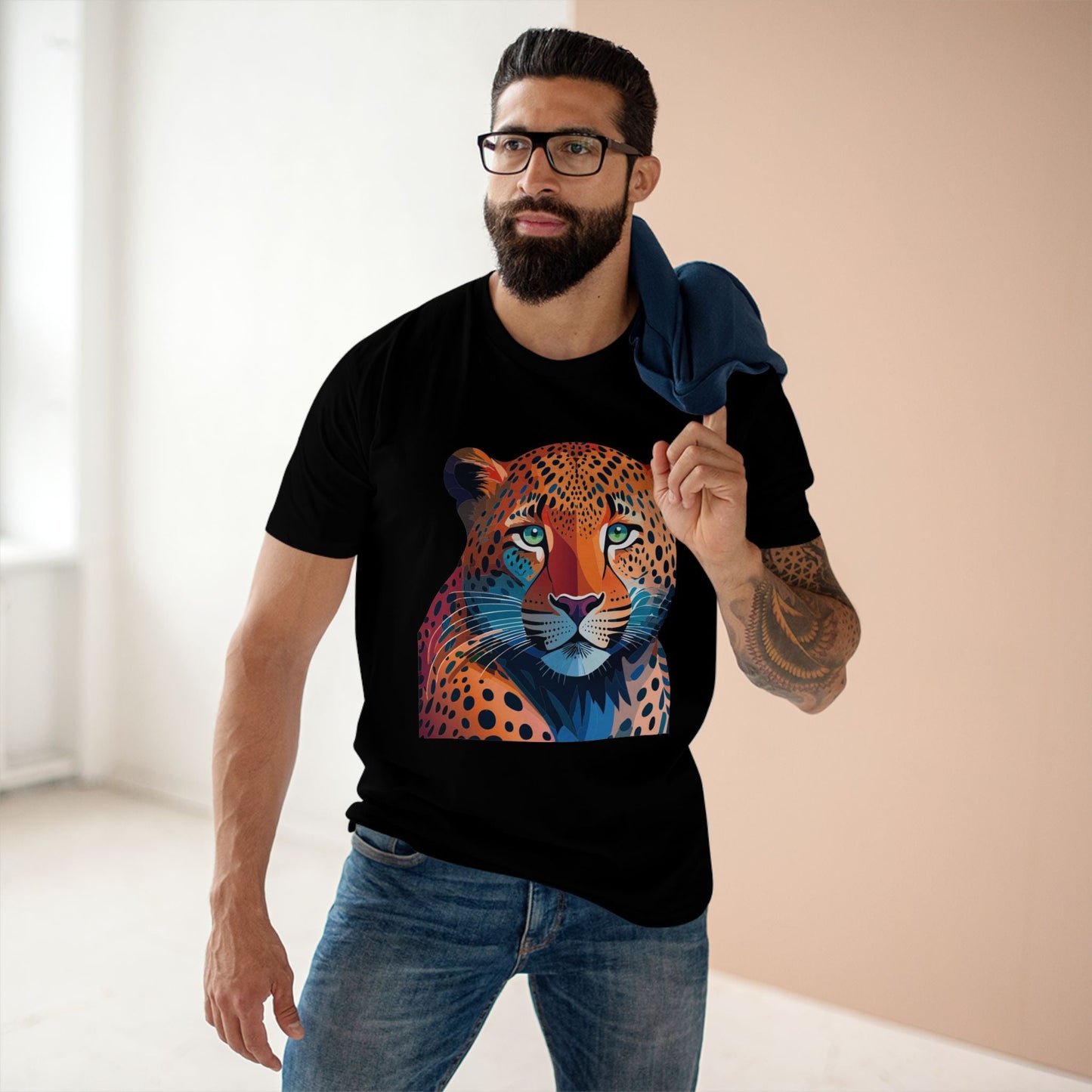 Unisex Cheetah Shirt Premium Cotton Tee With Original Art Design From Retro2Nova Art Collection Soft Breathable Comfort