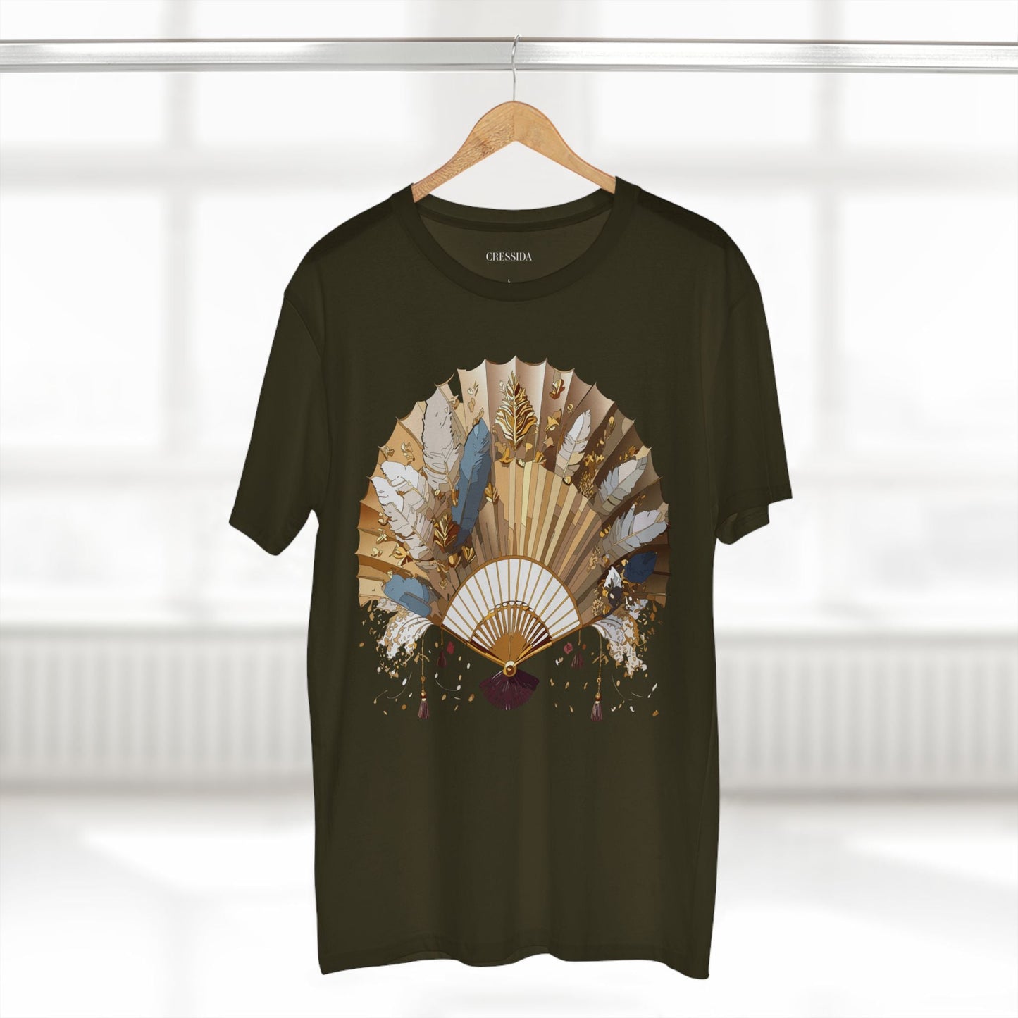 Antique Fan Graphic Design T-Shirt Unisex 100 Cotton Floral Carnival Artwork Tee 8