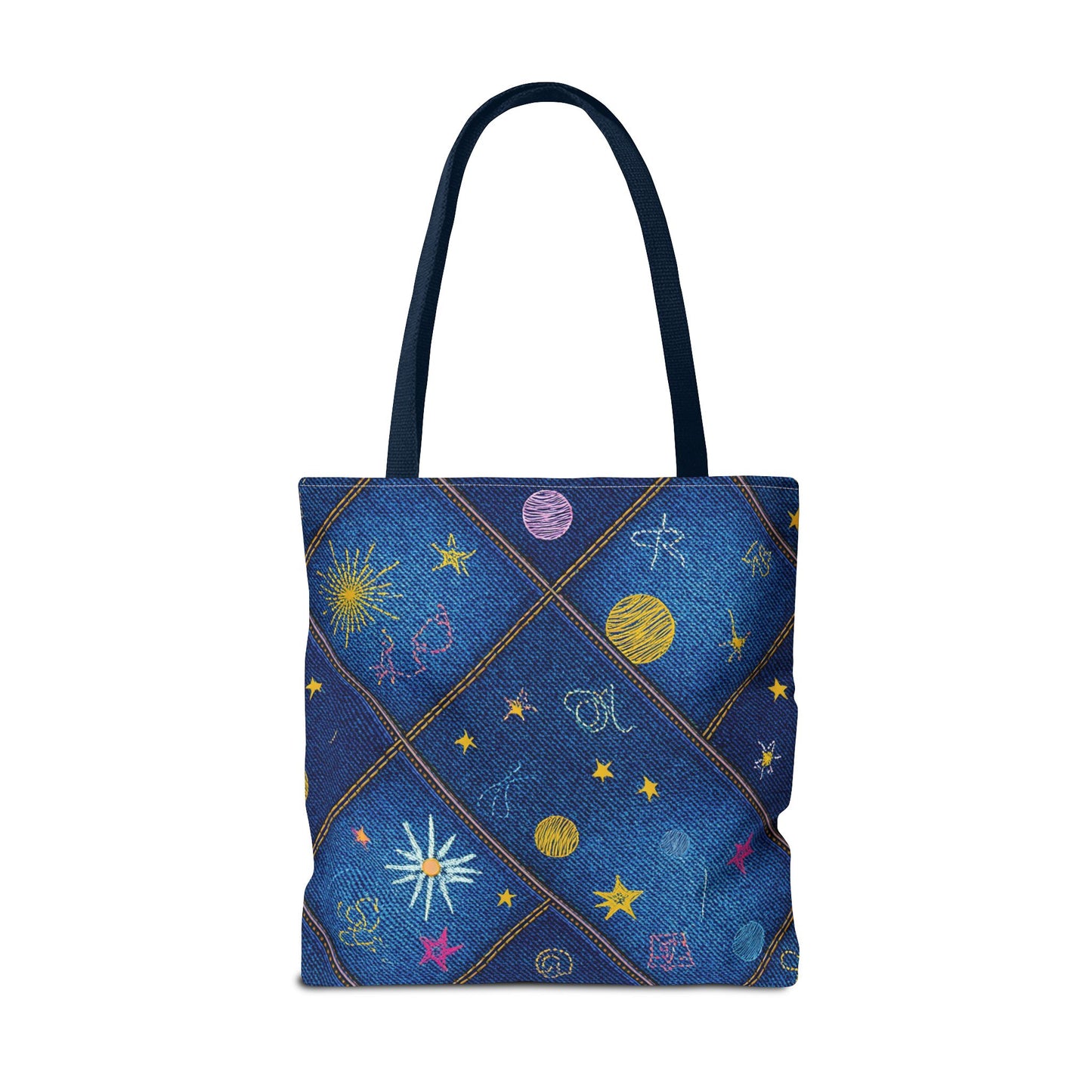 Denim Fabric Imitation Print Unisex Canvas Bag Poly Spun 3 Sizes Tote Bag 183-3