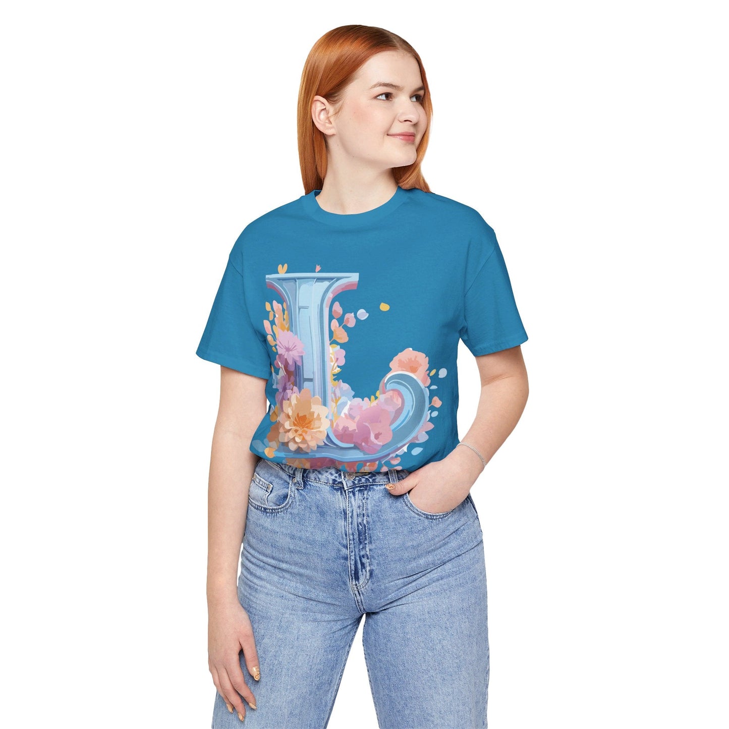 Unisex Letter L Graphic Tee Vintage Inspired Artwork Adelpha Short Sleeve Shirt Premium