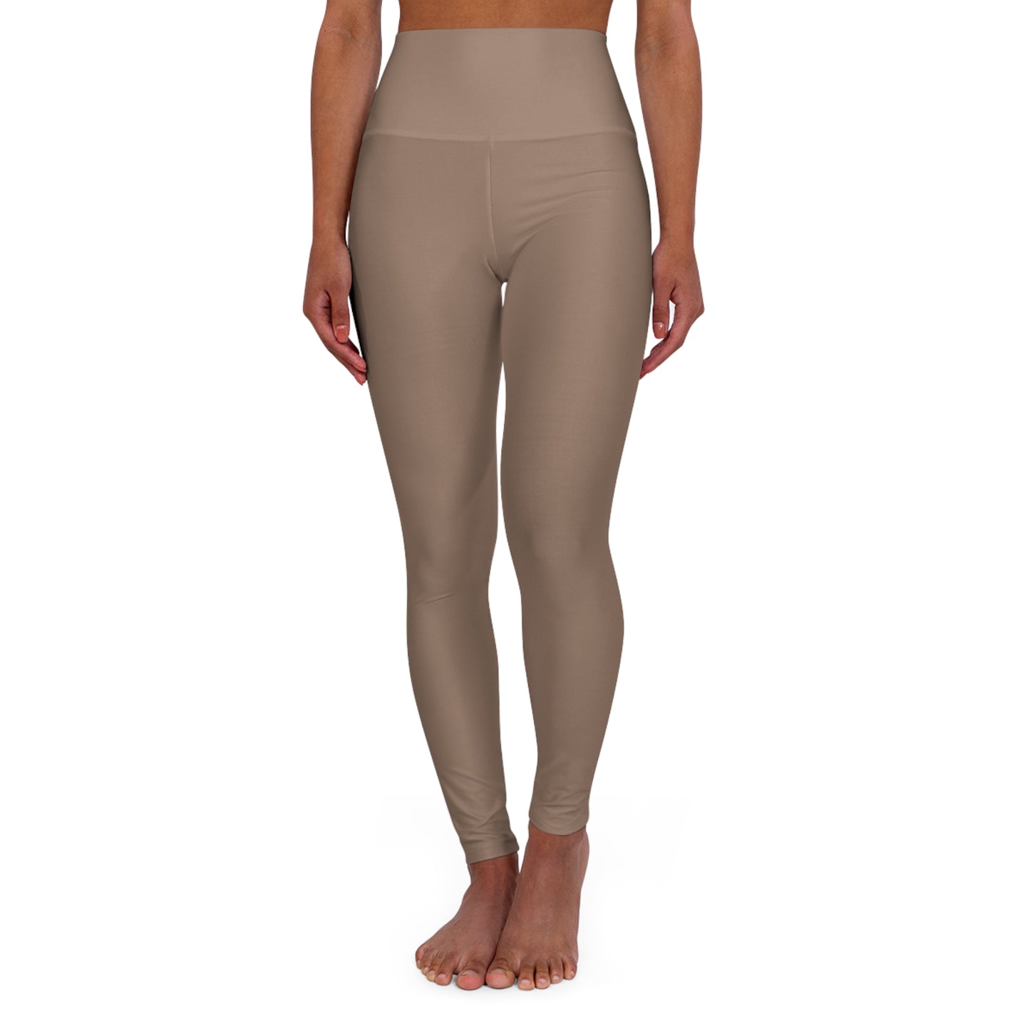 High-Waisted Dusty Taupe Yoga Leggings Women's Poly-Span Neutral Taupe Seamless Activewear