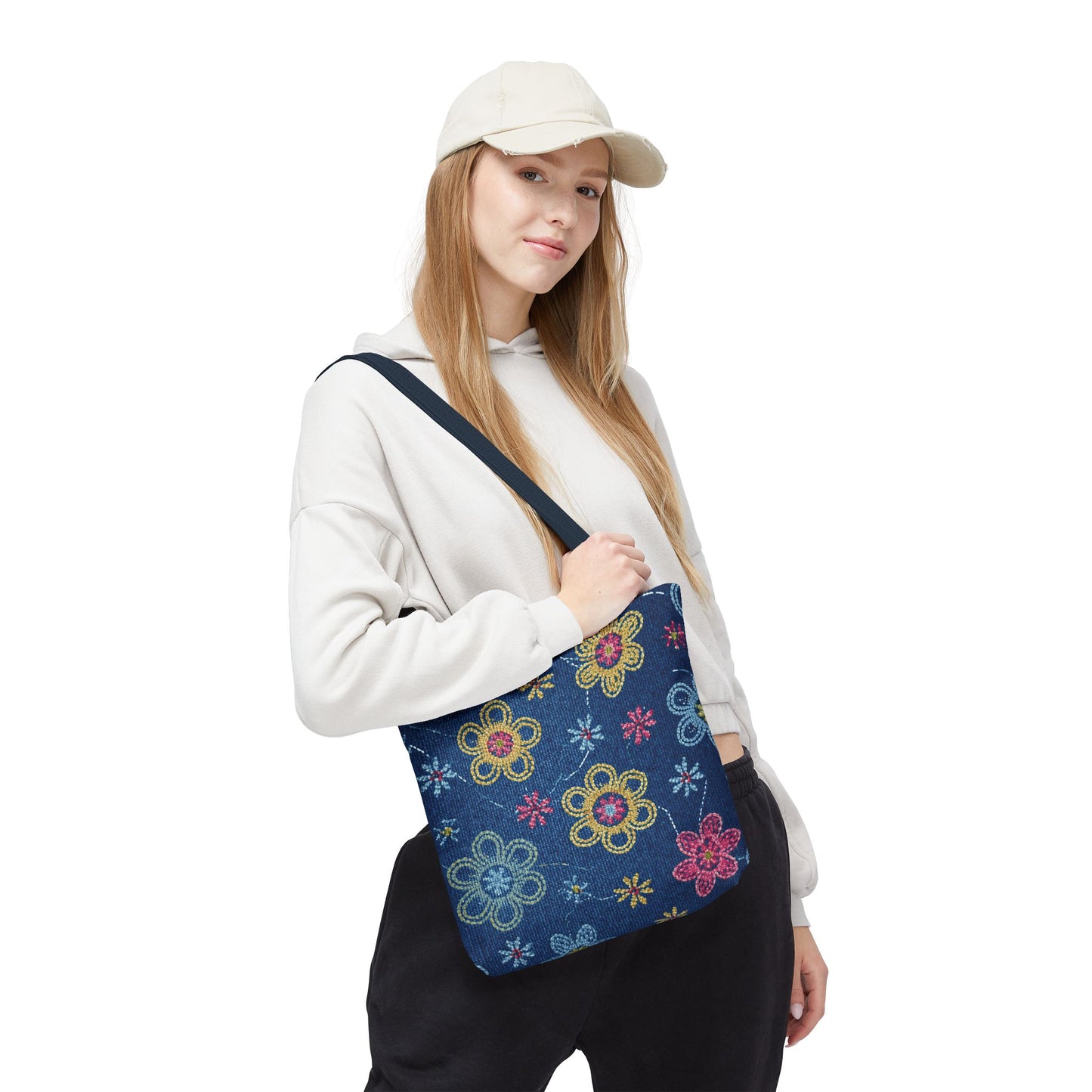 Denim Fabric Imitation Print Unisex Canvas Bag Poly Spun 3 Sizes Tote Bag 156