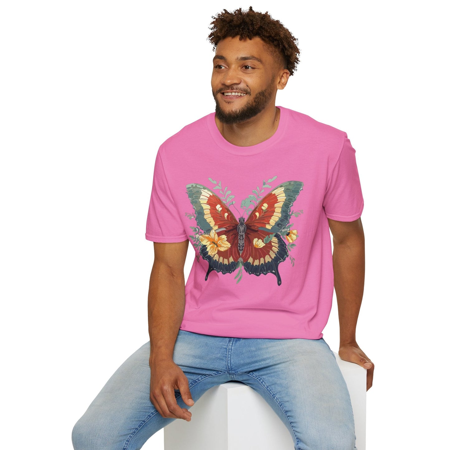 Butterfly T Shirt Unisex Gildan Softstyle 64000 Comfort Monarch Design 100 Percent Cotton