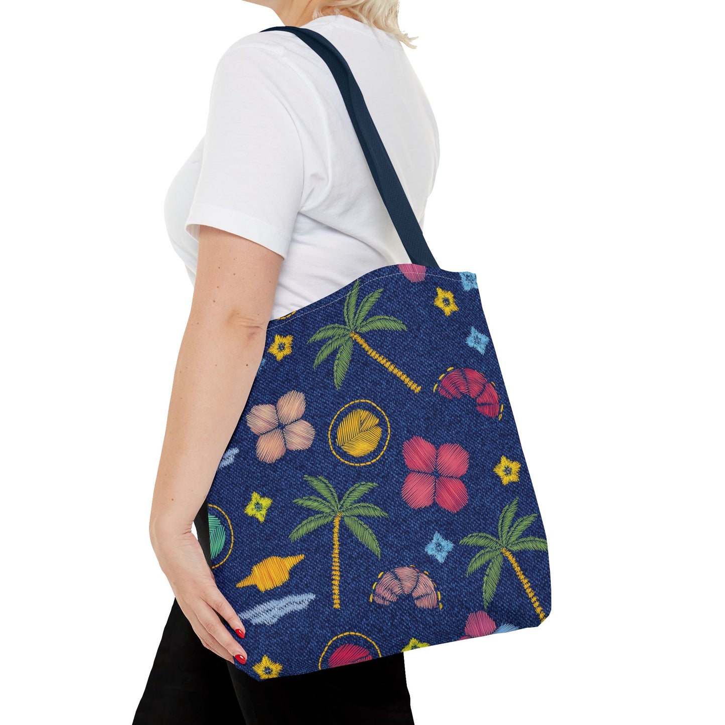 Denim Fabric Imitation Print Unisex Canvas Bag Poly Spun 3 Sizes Tote Bag 182-7