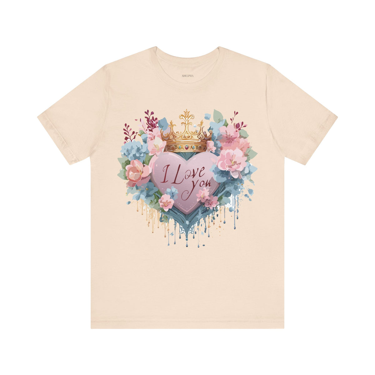 Valentine's Day Graphic Unisex Cotton Bella+Canvas Tee with Floral Art Design d133