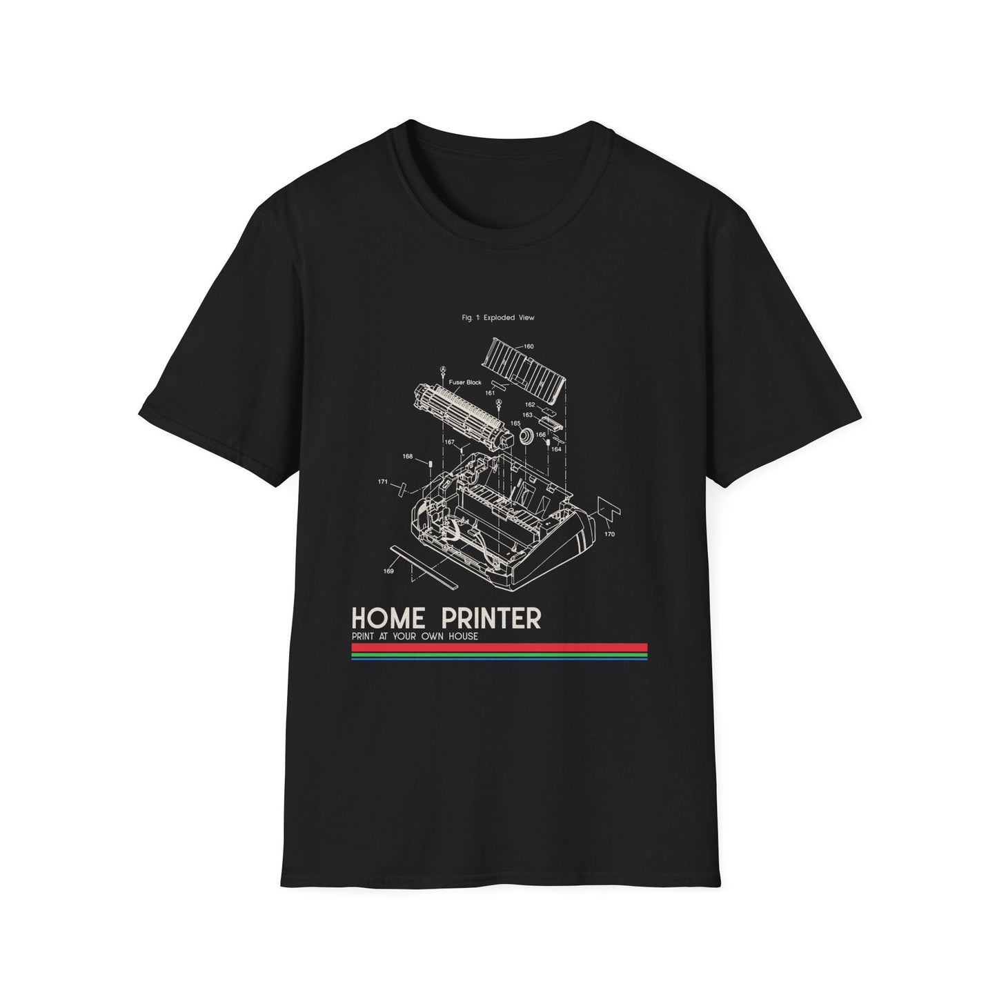 Unisex Cotton T-Shirt Vintage Home Printer Blueprint Tee Home Printer Works 4 Microdots Slogan