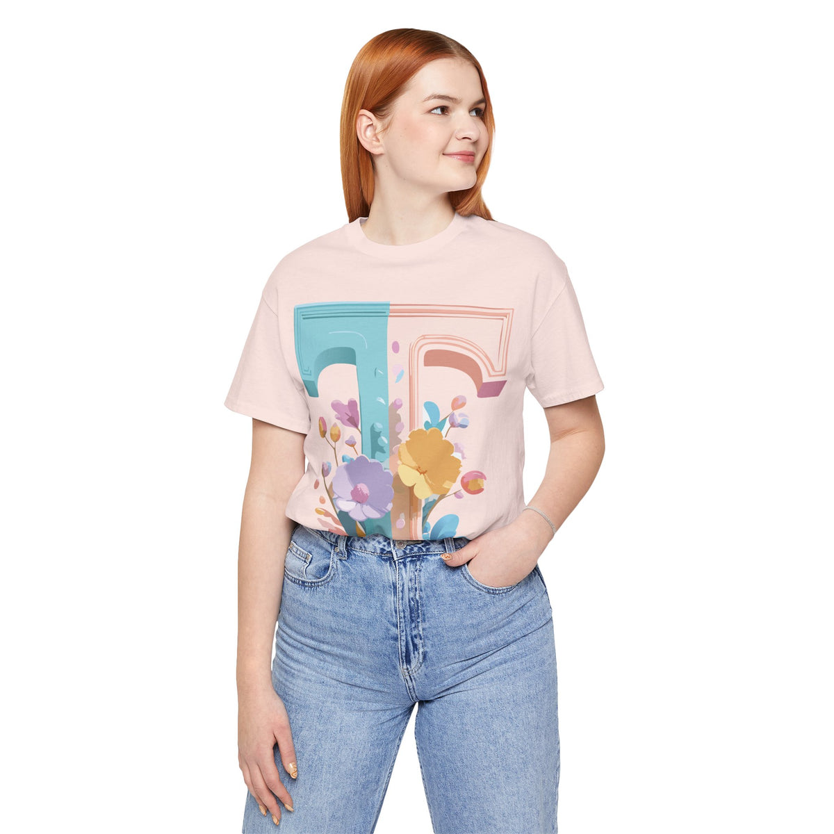 Letter T Graphic Unisex Cotton Bella+Canvas Tee with Art Letter Design