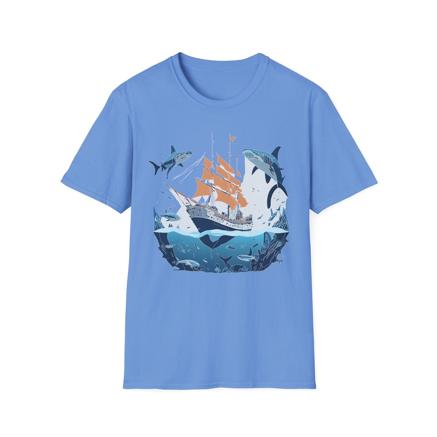 Ocean Tee Shirt Unisex Gildan Softstyle 64000 Ring Spun Cotton Art Print Graphic Ocean Design