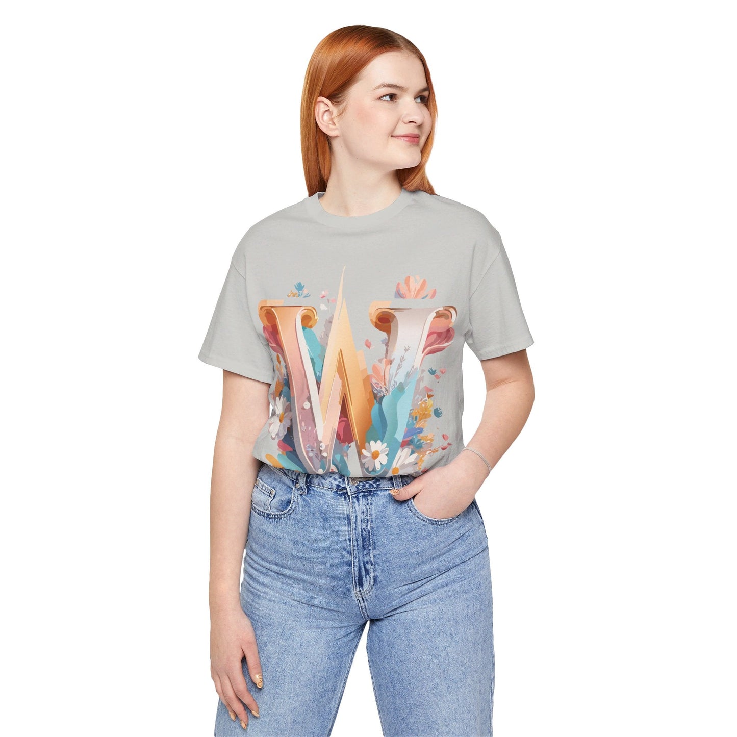 Letter W Shirt Graphic Tee Unisex Jersey Short Sleeve Vintage Inspired Art Adelpha Design