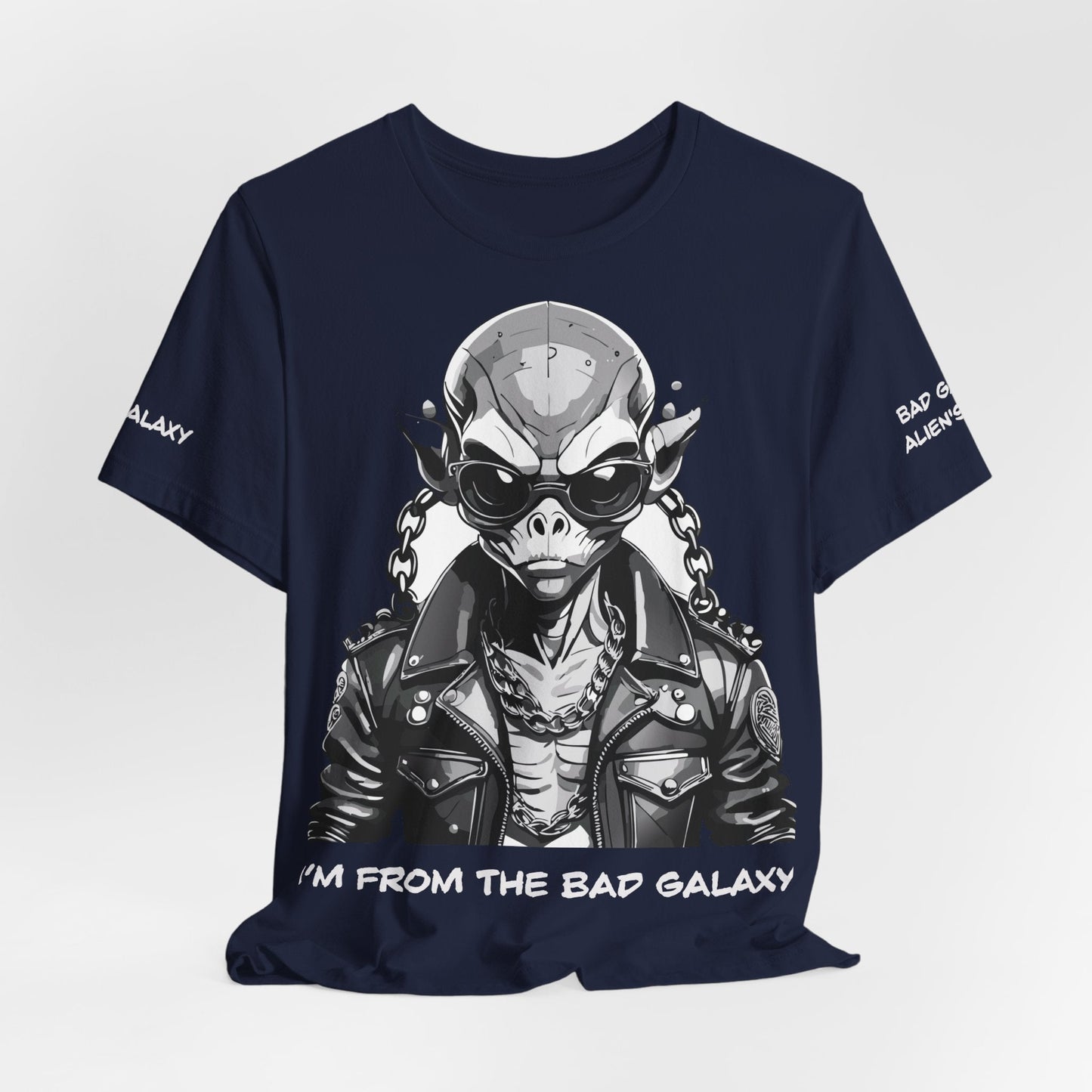 Graphic Cotton T Shirt Unisex Short Sleeve Alien Artwork By Bad Galaxy Premium Everyday Wear