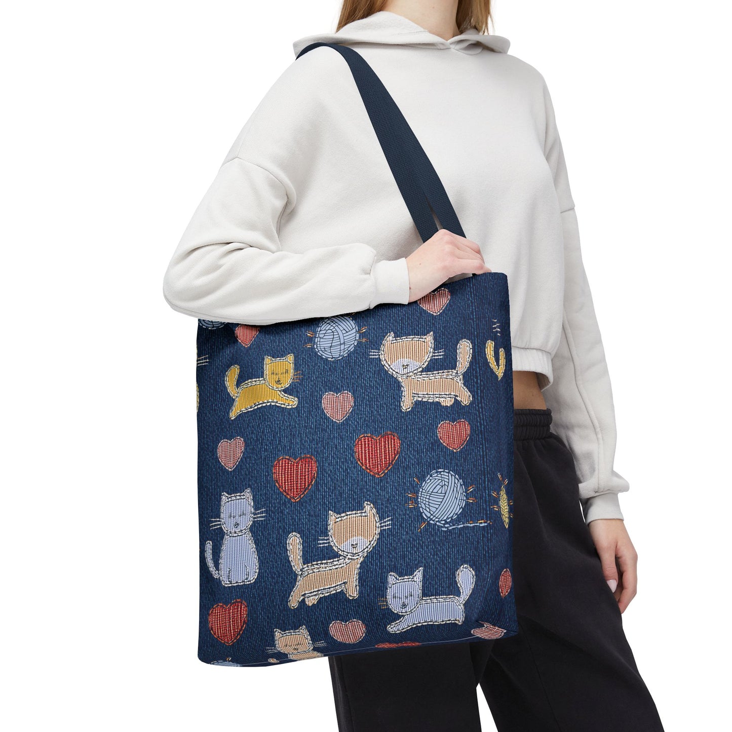 Love Day Graphic Design Denim Fabric Imitation Print Unisex Canvas Bag POLY 3 Sizes Tote Bag 201-8