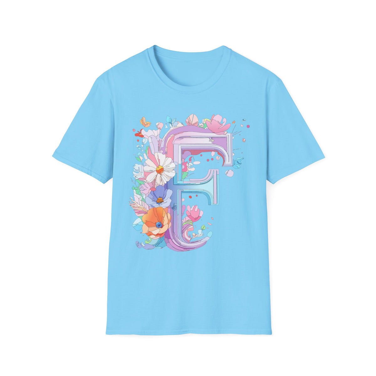 Floral Letter F T-Shirt | Watercolor Monogram Tee