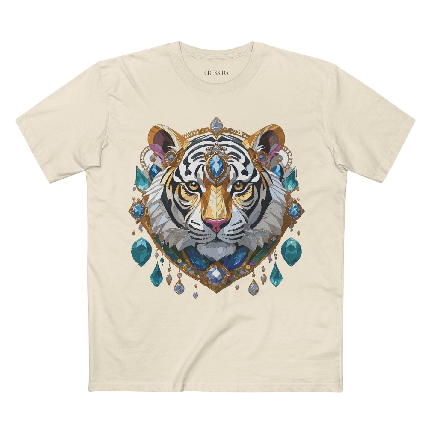 Tiger Graphic Unisex 100 Cotton Tee With Unique Animal Golden Medallion Art Design 53
