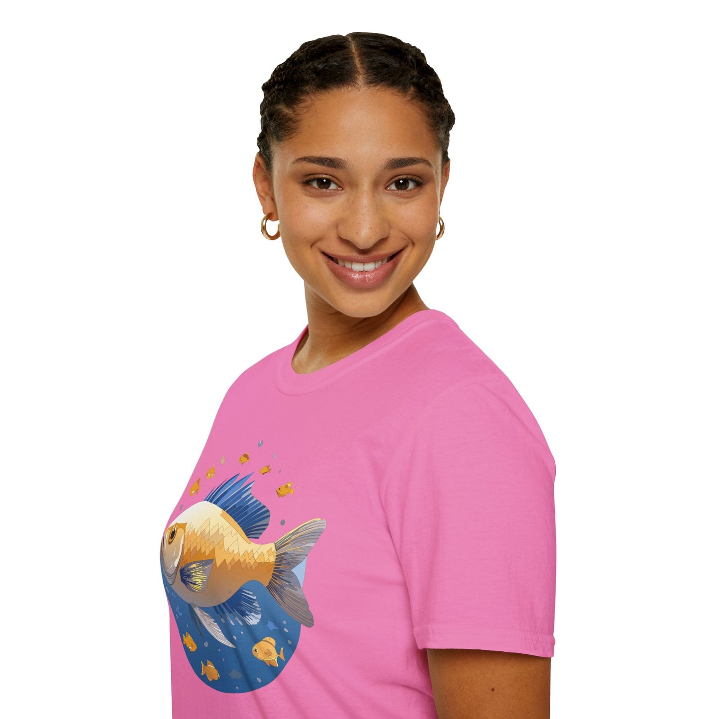 Fish Art Graphic Tee Shirt Unisex Gildan Softstyle 64000 100 Percent Ring Spun Cotton