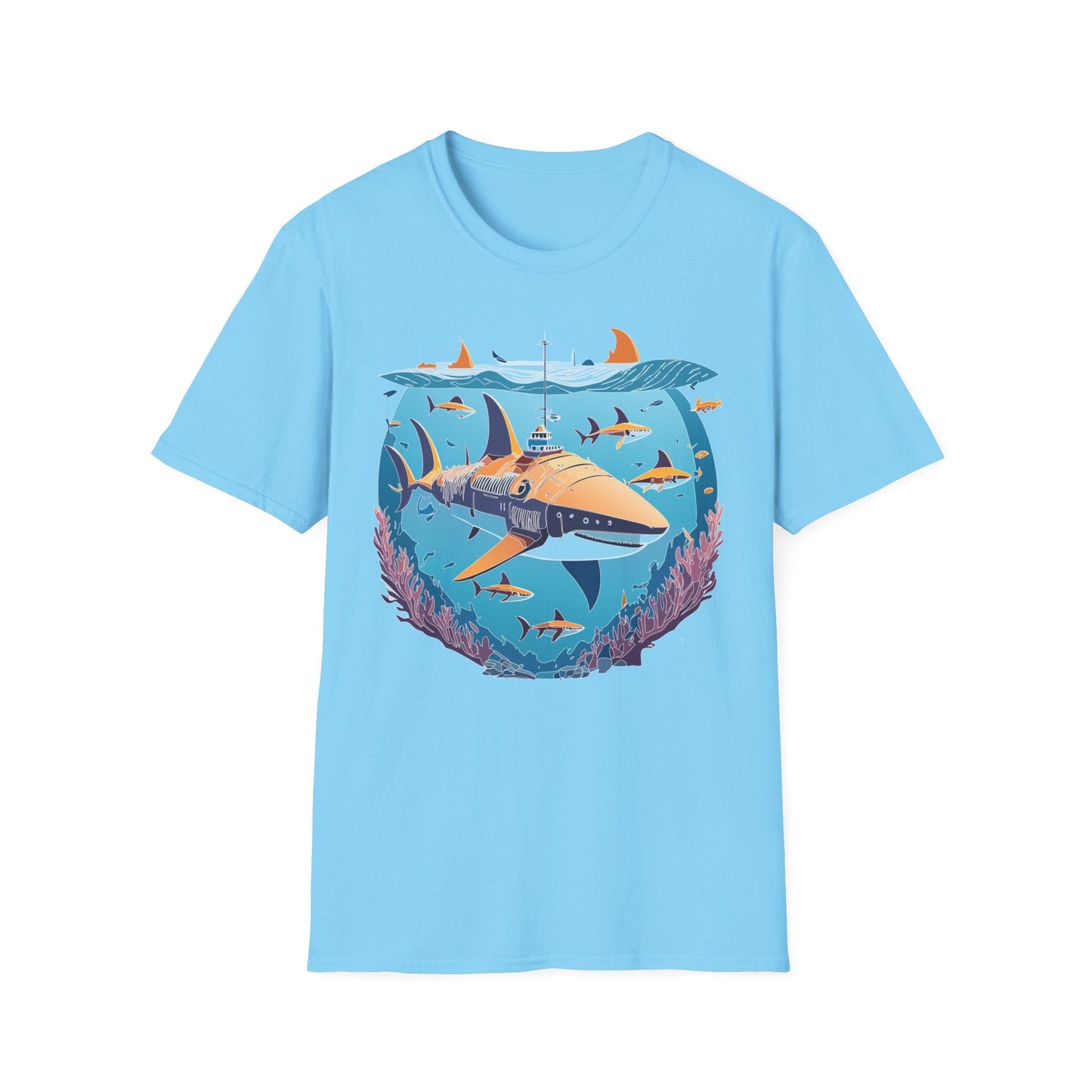 Ocean Tee Shirt Unisex Softstyle Cotton Tee 4.5 Oz Lightweight U Boat Theme Design