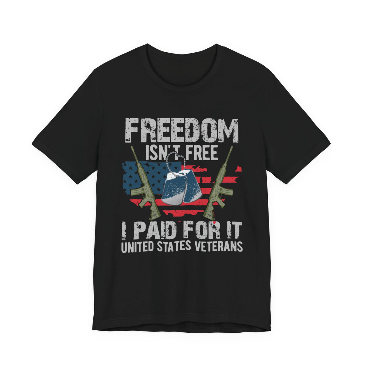 Freedom Isn't Free Paid For It Veterans T-Shirt American Flag Military Helmet Unisex Cotton v20