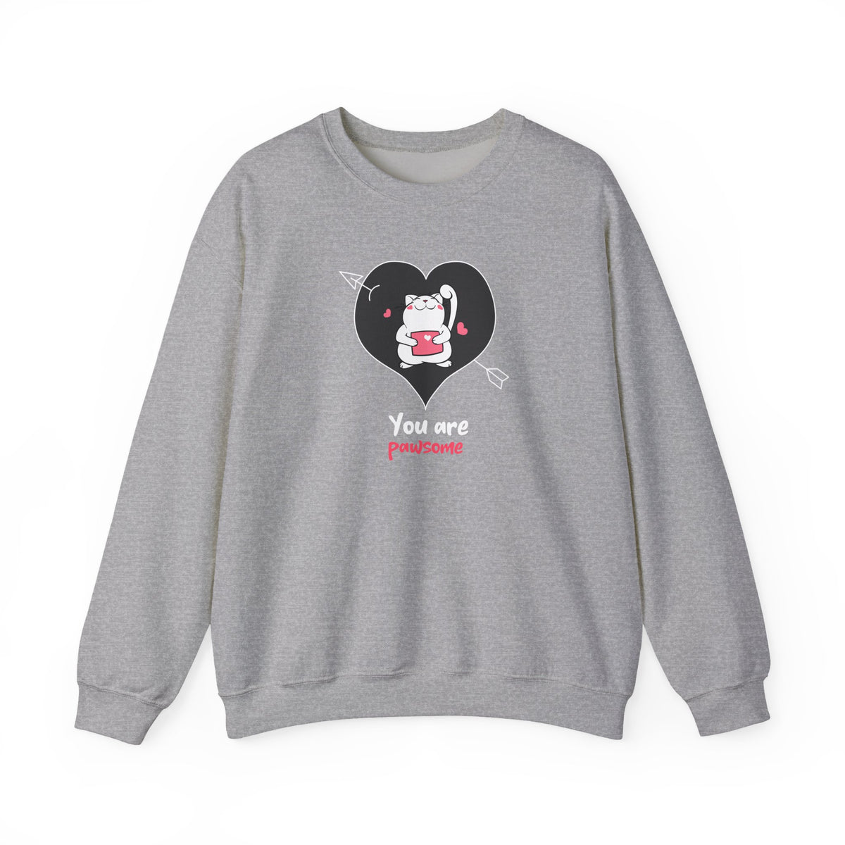 Cat Graphic Valentine's Day Sweatshirt Unisex 50/50 Cotton-Poly Animal Sweatshirt w10