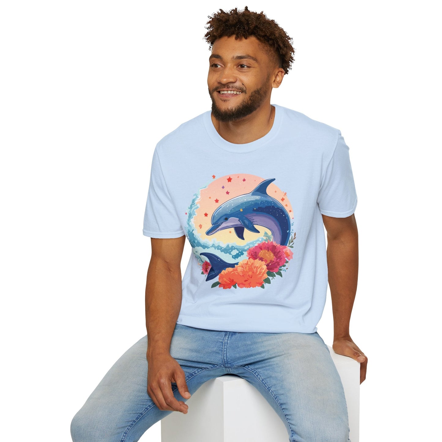 Dolphin Shirts Unisex Tee 100 Percent Ring Spun Cotton Gildan Softstyle 64000 For Everyday Comfort