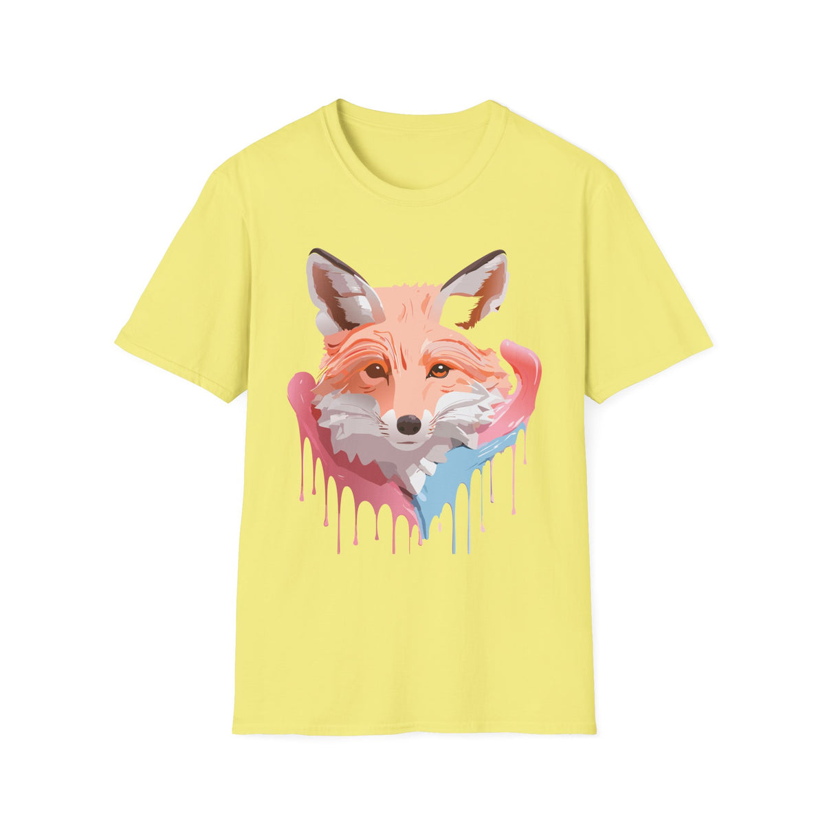 Watercolor Fox Face T-Shirt | Drip Paint Fox Tee