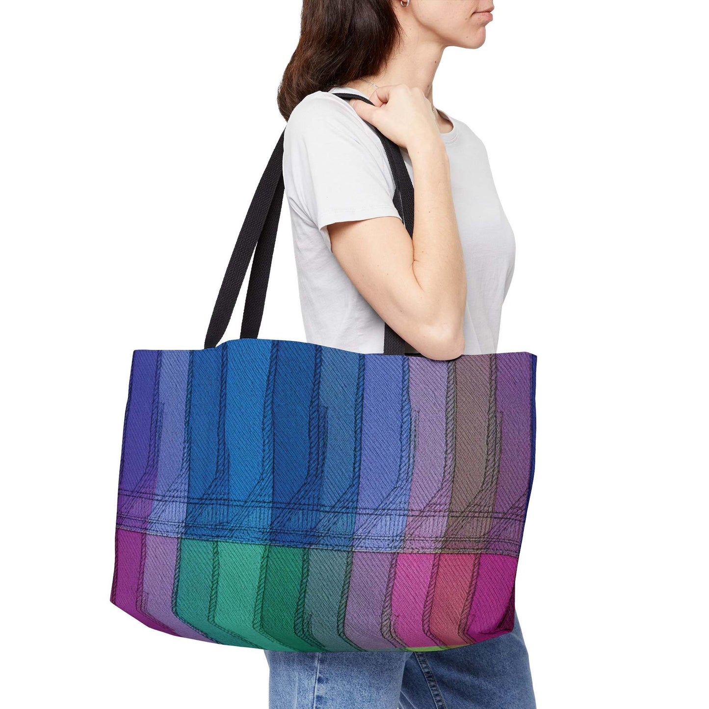 Denim Color Imitation Print Unisex  Yoga Bag  Spun Polyester 24x13 Canvas Gym Bag 13