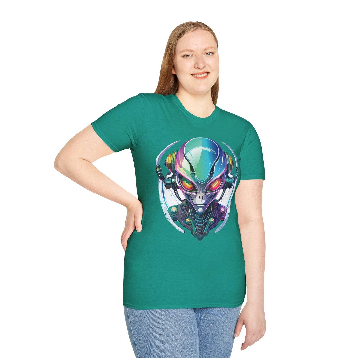 Alien Cosmos T Shirt Unisex Softstyle 64000 Tee With Alien Space Design 100 Percent Ringspun Cotton