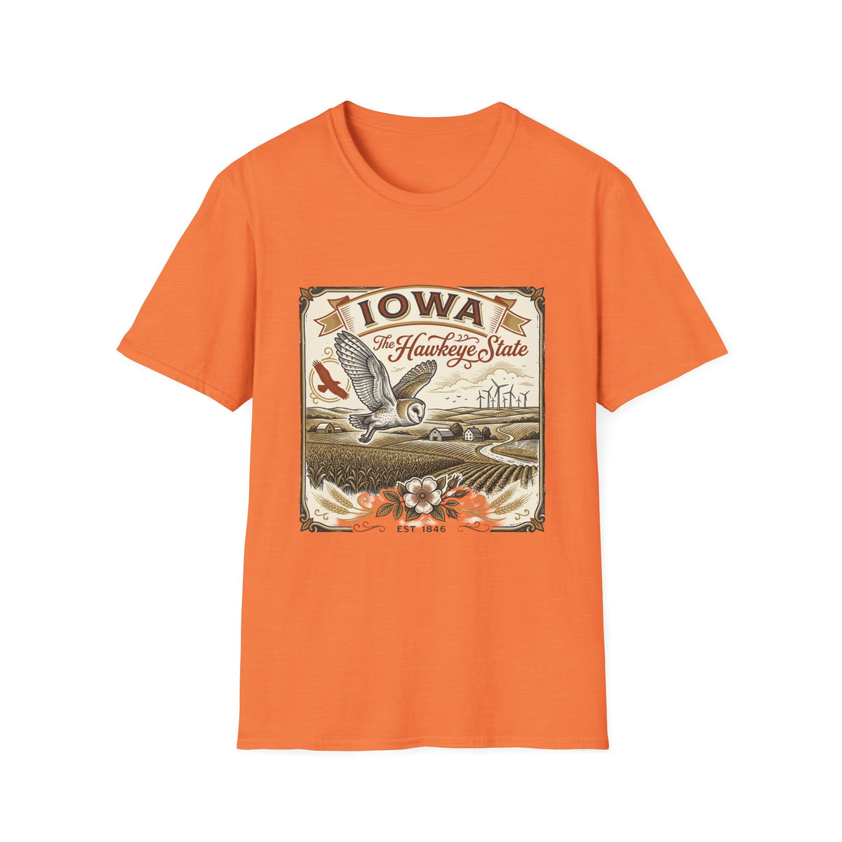 Iowa Hawkeye State Vintage Travel Tourist Graphic Design Unisex 100 Cotton Gildan T-Shirt
