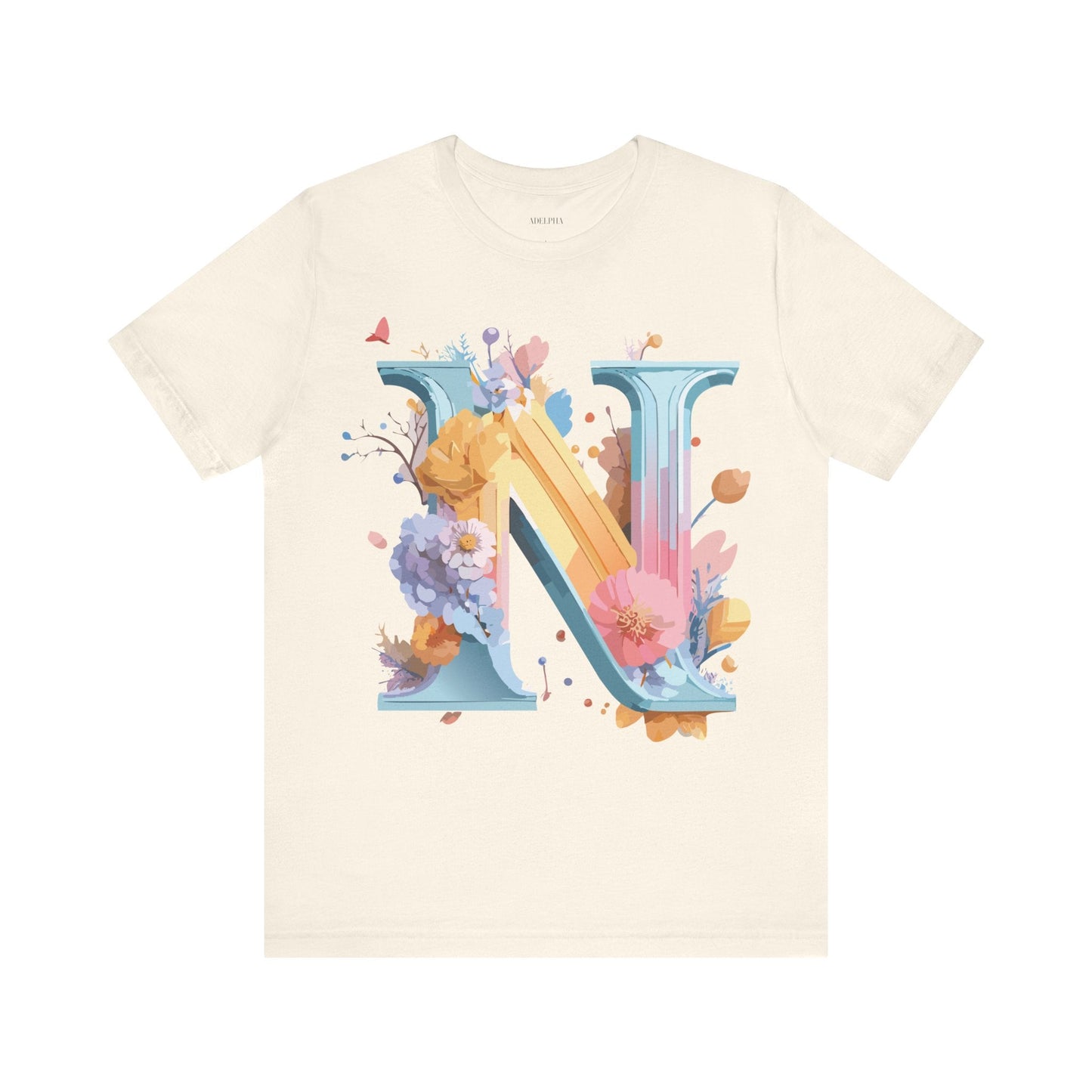 Letter N Shirt Classic Unisex Graphic Tee With Premium Vintage Adelpha Artwork Jersey Short Sleeve