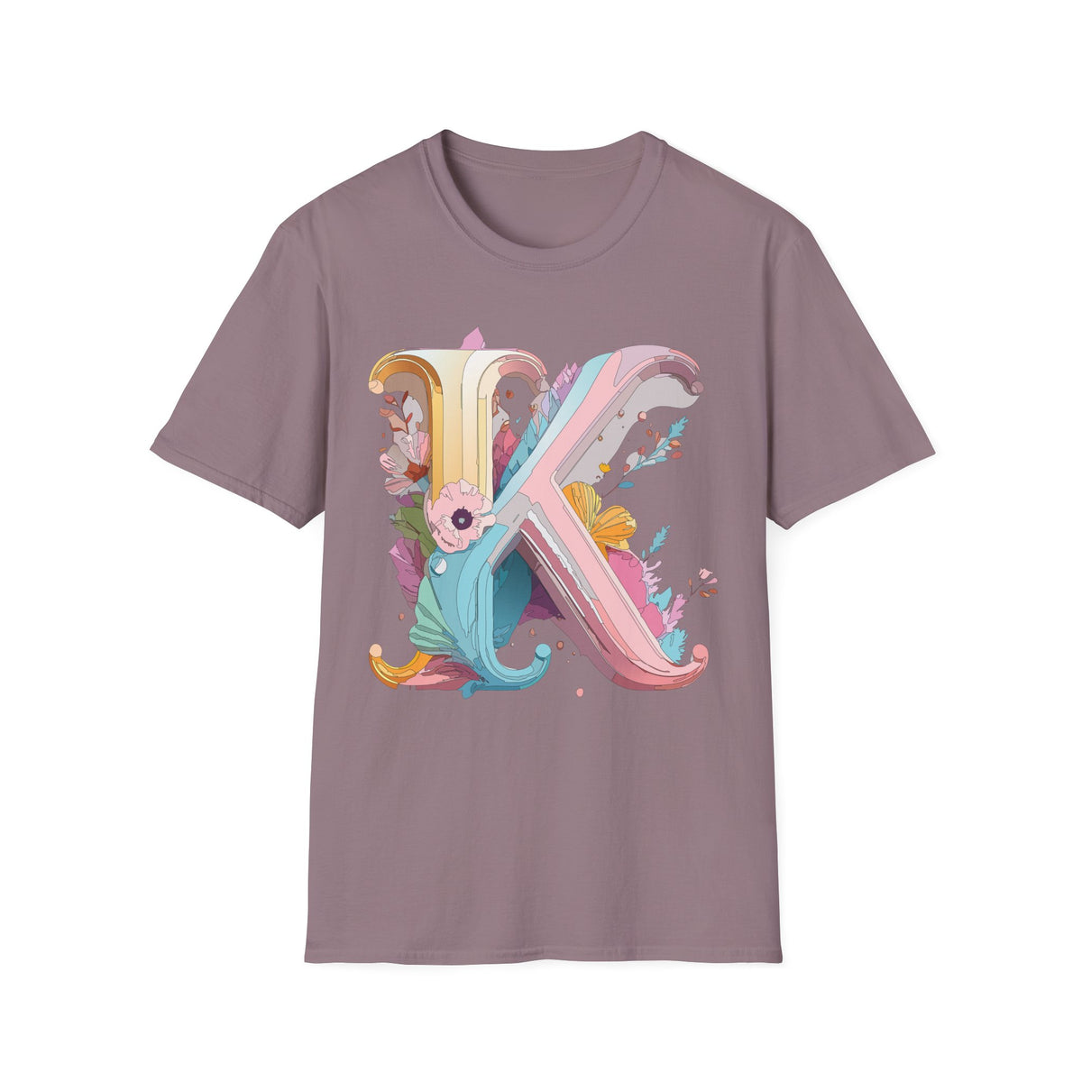Floral Letter K T-Shirt | Botanical Monogram Tee