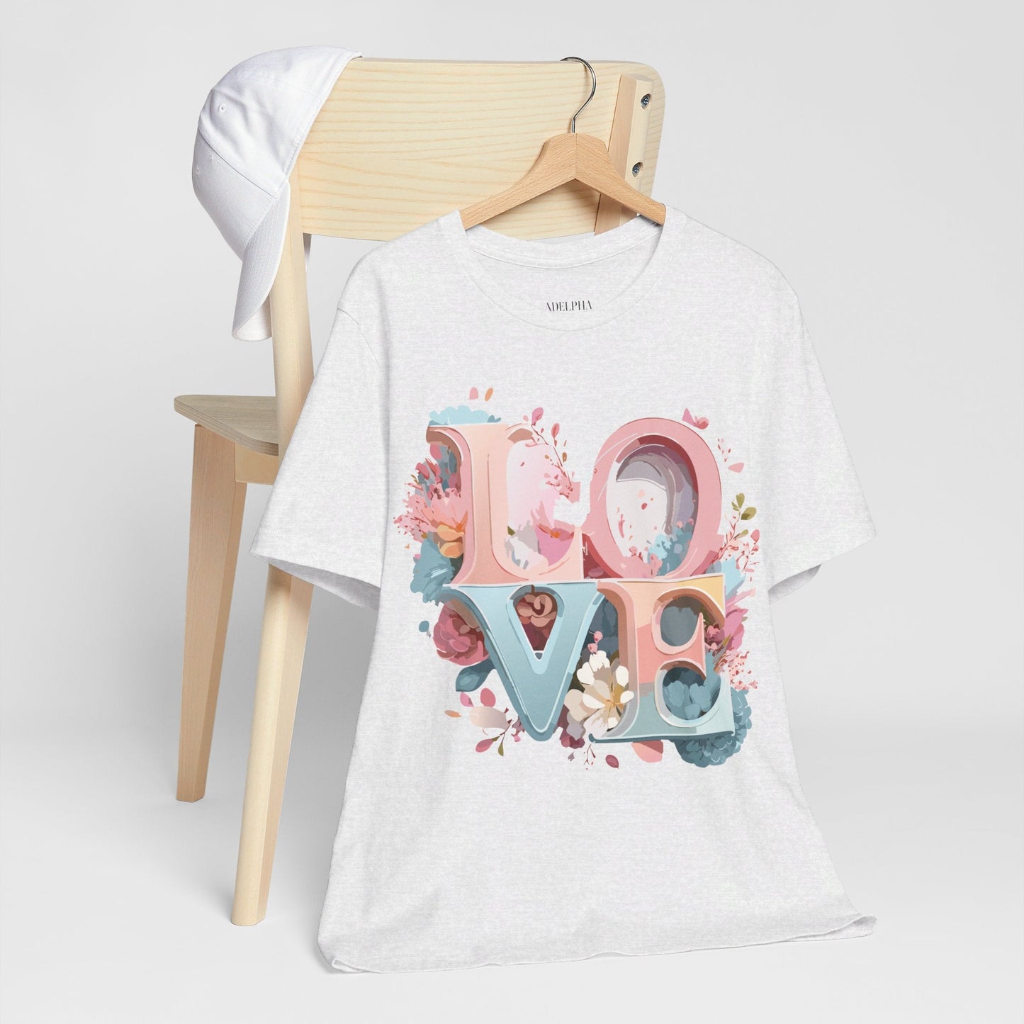 Valentine Day Graphic Unisex 100 Cotton Vintage Artwork with Love and Flower Design Tee 47