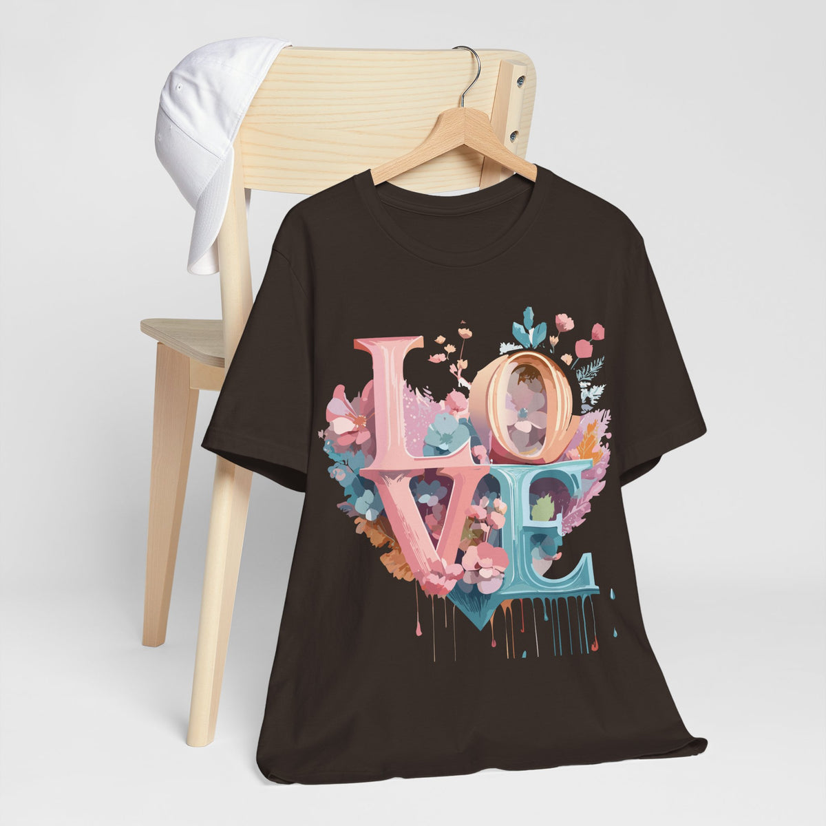 Valentine's Day Graphic Unisex Cotton Bella+Canvas Tee with Floral Art Design d121