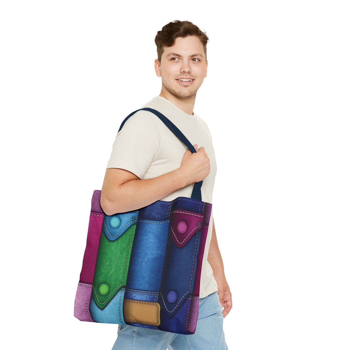 Denim Canvas Bag, Tote Bag Denim Printify