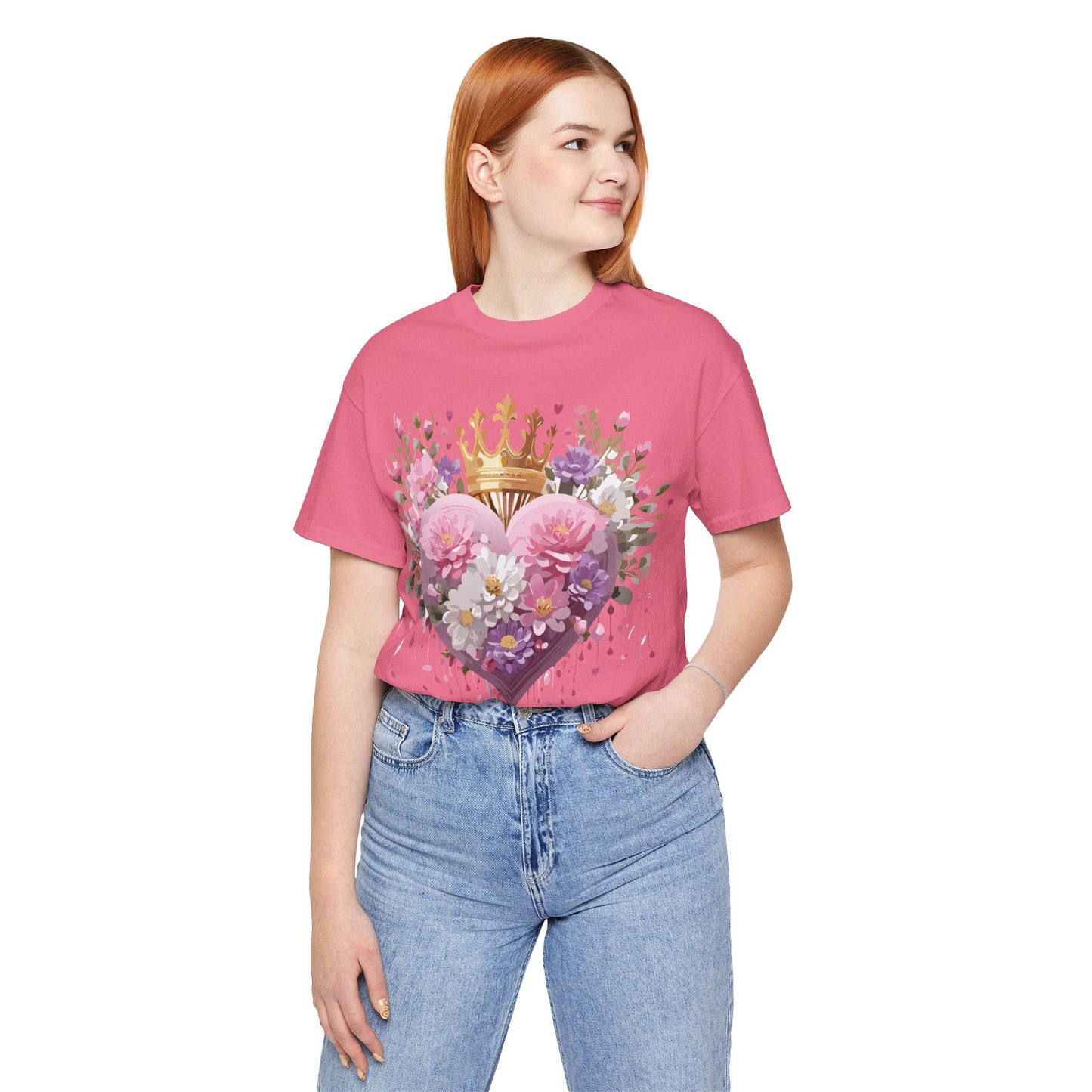 Valentine Day Graphic Unisex 100 Cotton Vintage Artwork with Love and Flower Design Tee 2