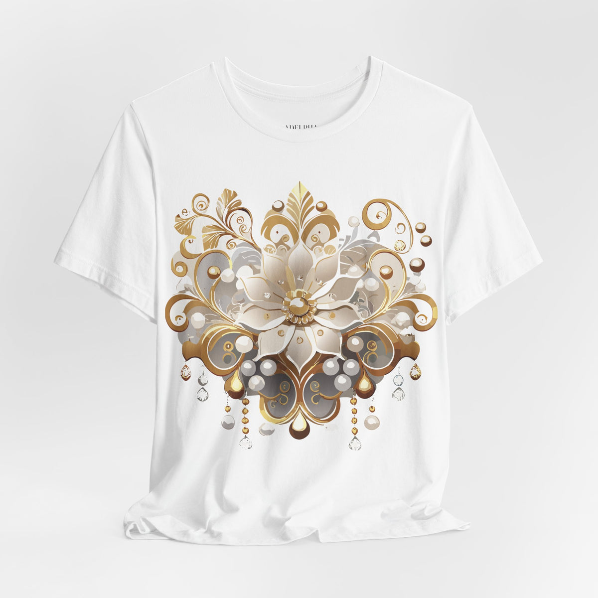 Jewelry Graphic Unisex Cotton Bella+Canvas Tee with Gemstones Art Design m27