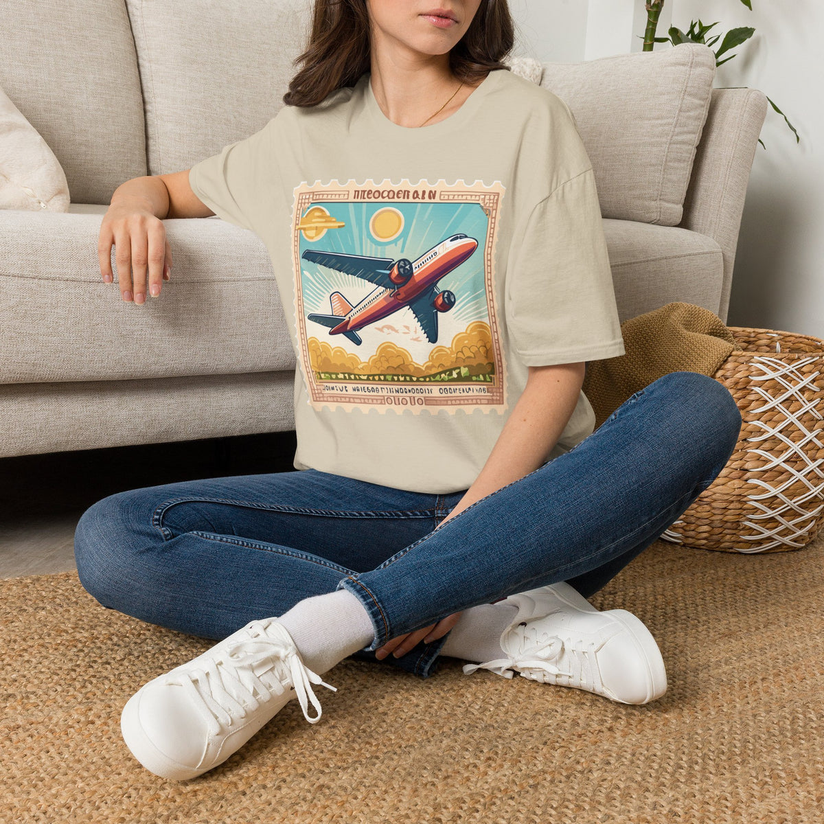 Vintage Airplane Poster T-Shirt | Retro Travel Aviation Art
